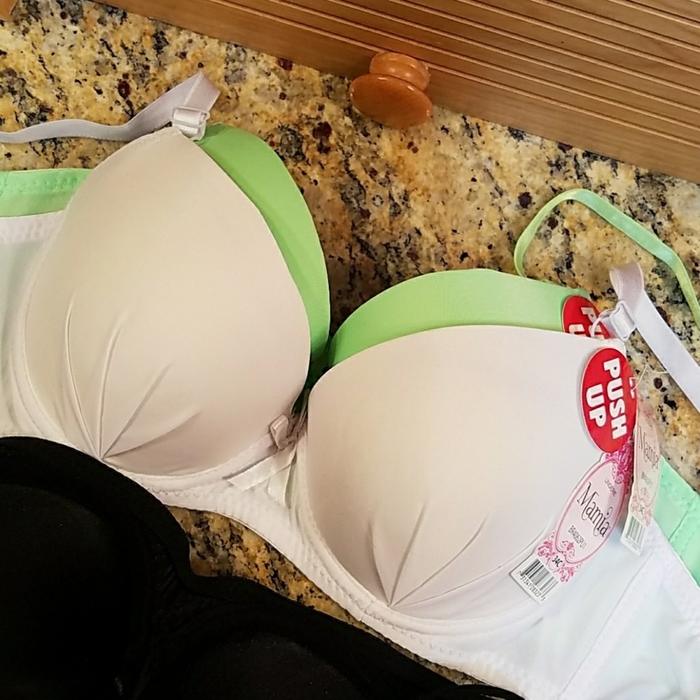 1 white left Mamia padded push up bra 34C